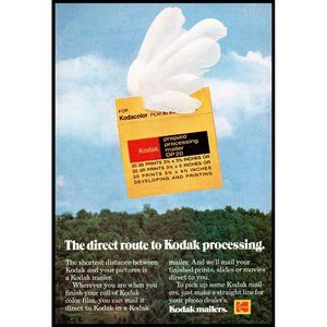 1974 Kodak Prepaid Film Processing Mailers Vintage Print Ad Bird Flying Wall Art